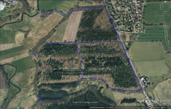 Kartographie Bild mit Markierten sichtabren Linien